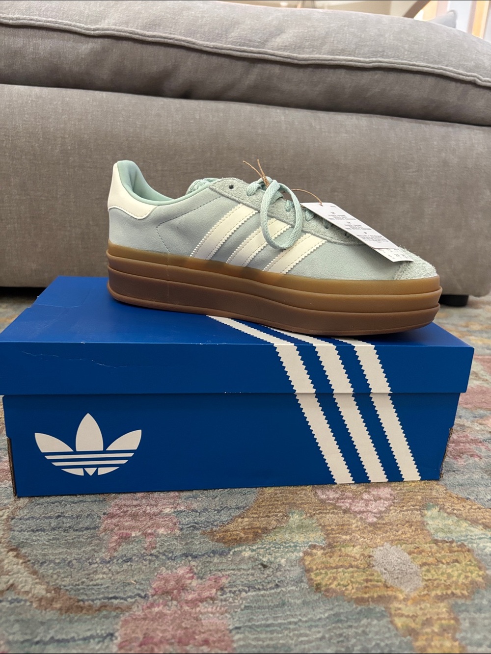 adidas Light Mint Green Platform Sneaker with Gum Sole